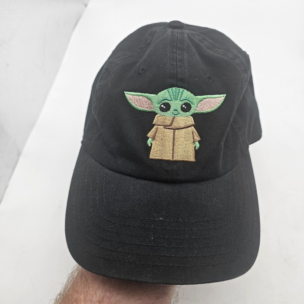 Star Wars Grogu Hat Cap Strap Back Mens One Size Black Baby Yoda Embroidered